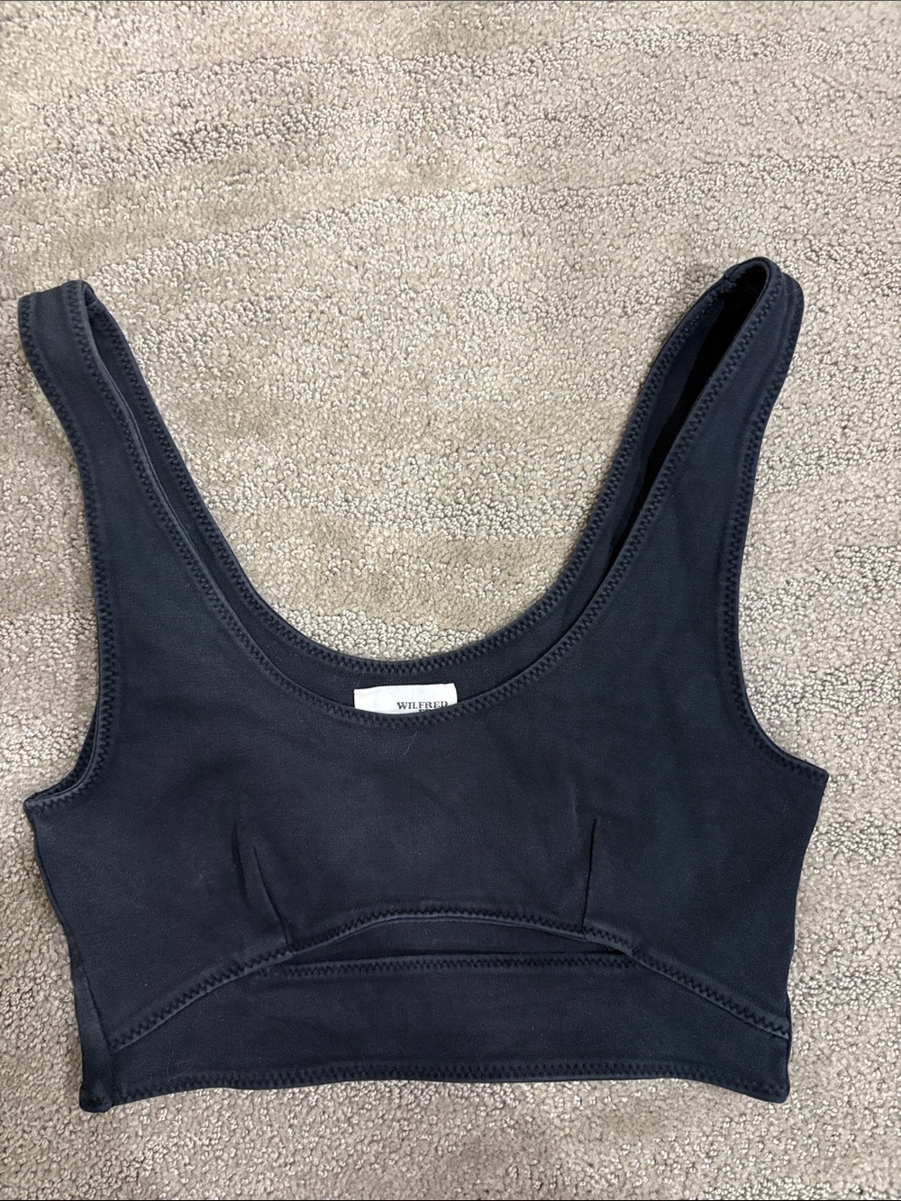 Wilfred Black Ribbed Scoop Crop bra top size s